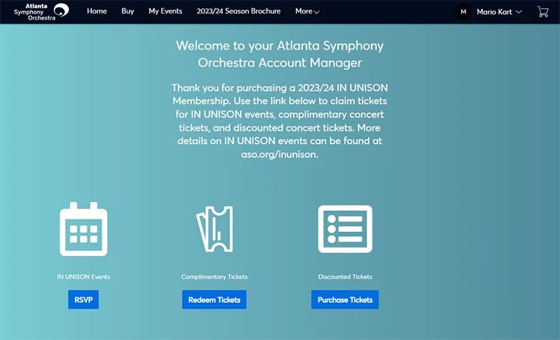 Ticketmaster Landing Page for IN UNISON
