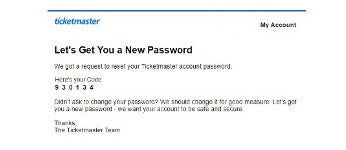 New password code through email